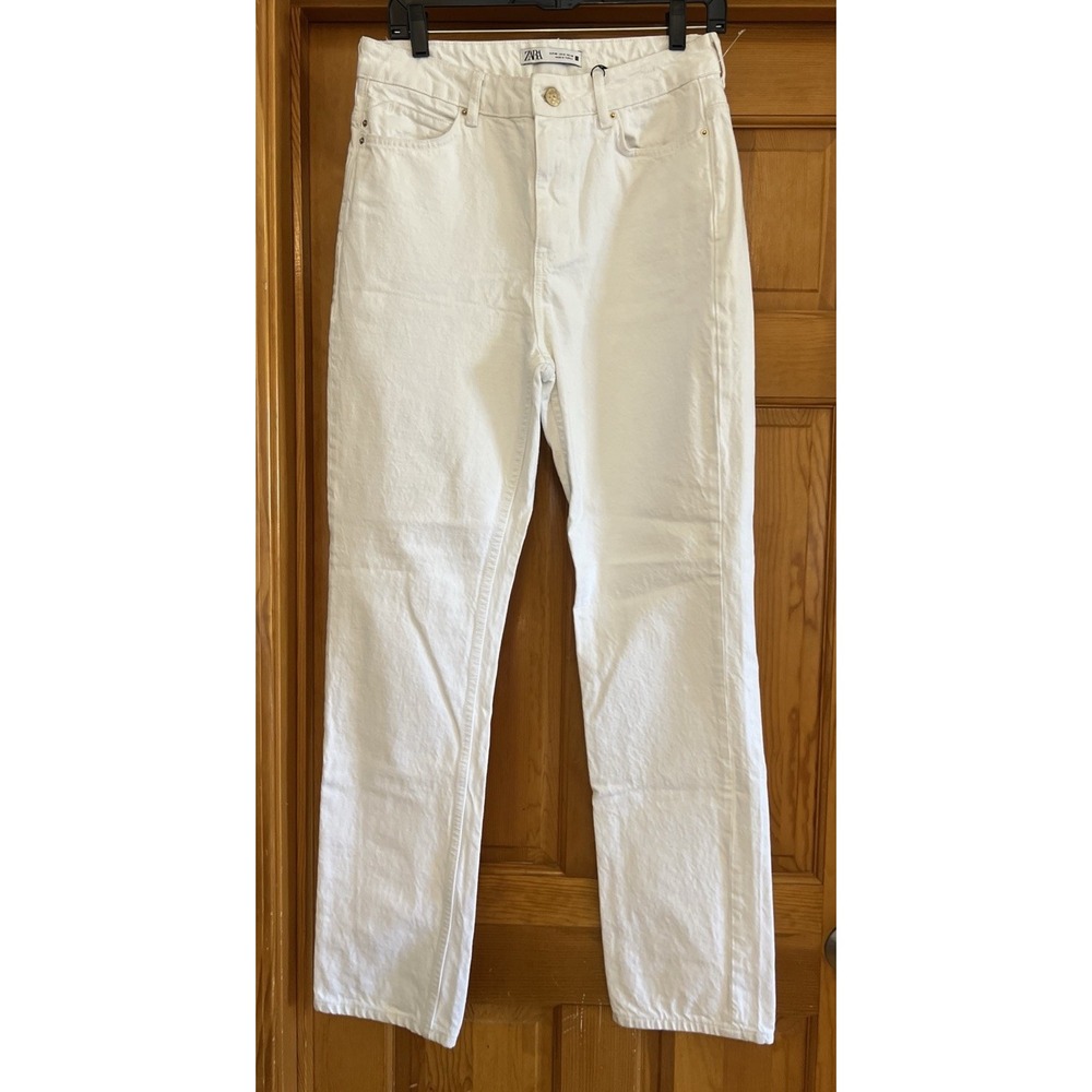 Zara Women's High Rise White Pants Jeans Sz 8
